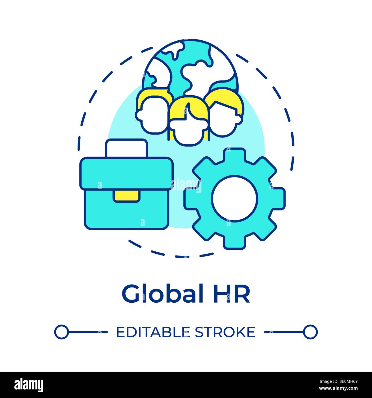 Global hr multi color concept icon Stock Vector