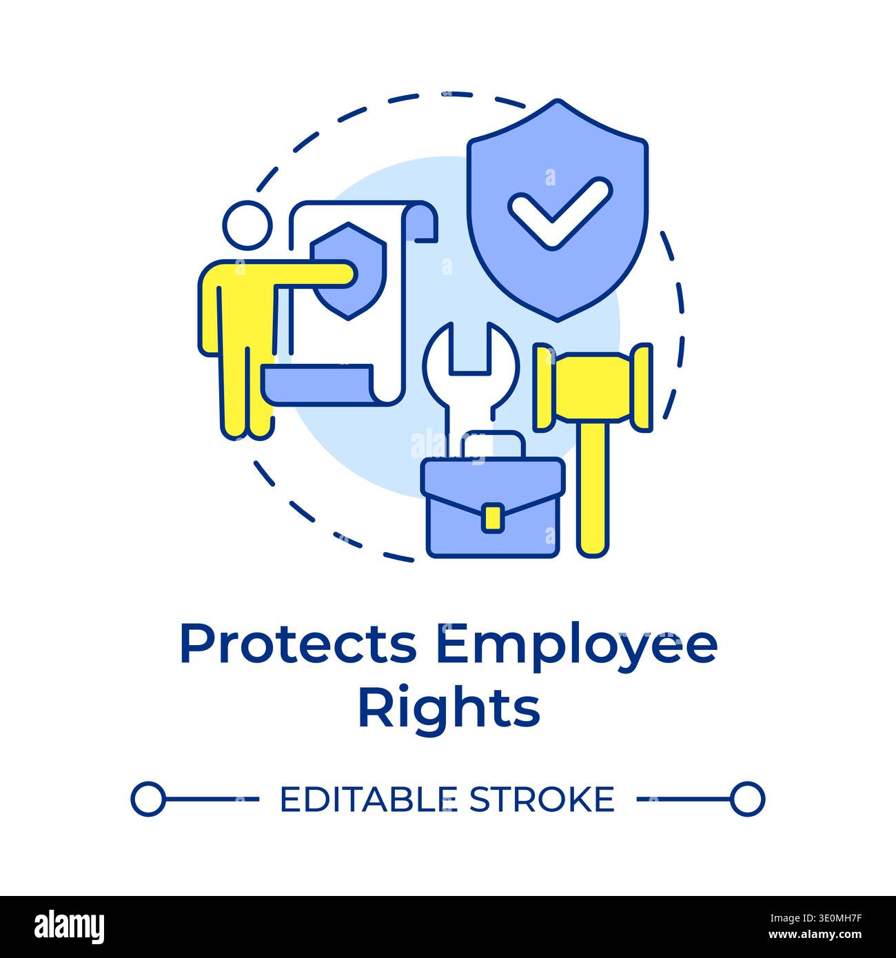 Protects employee rights multi color concept icon Stock Vector