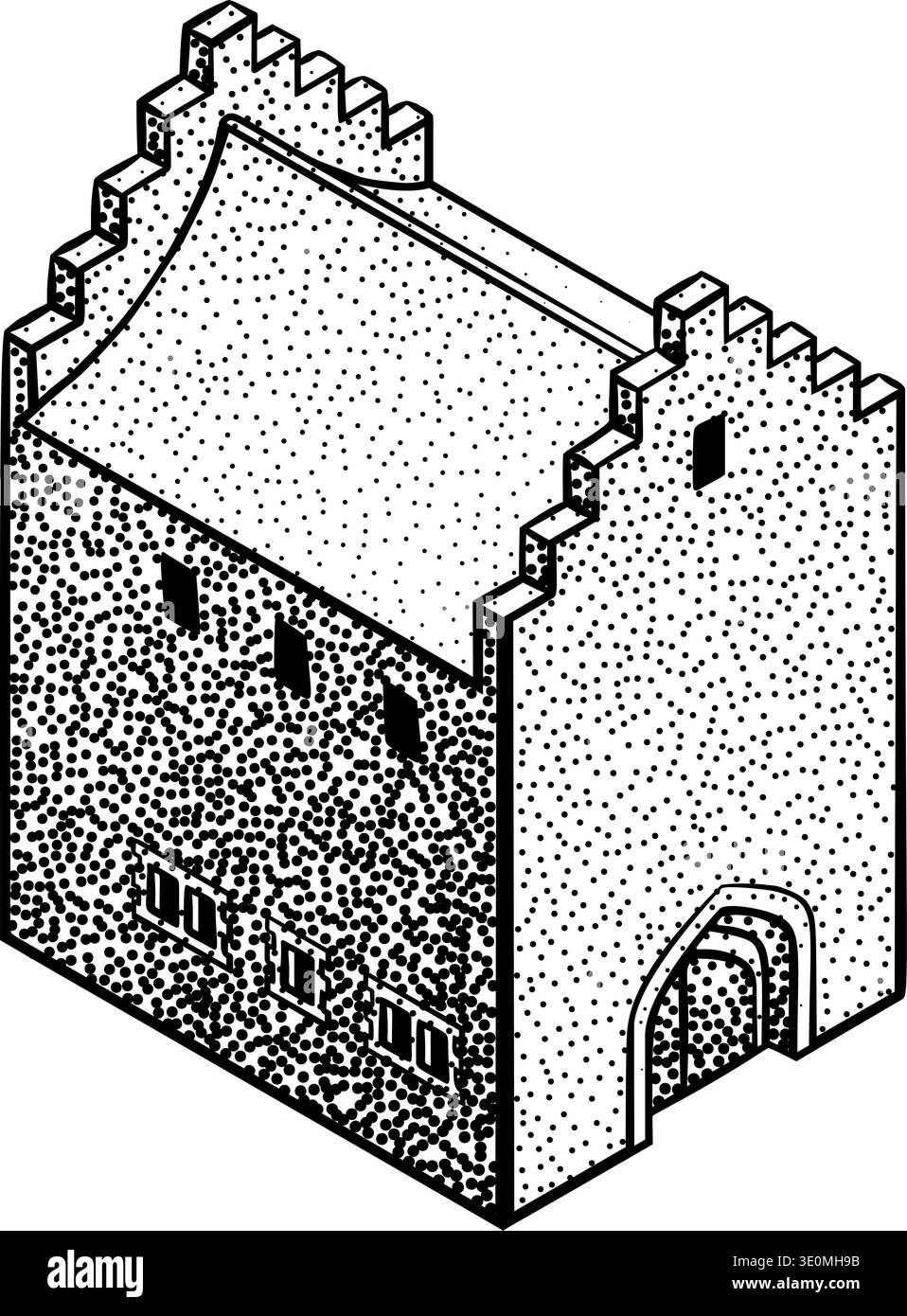 Medieval Building Map Icon Vintage Illustration Stock Vector