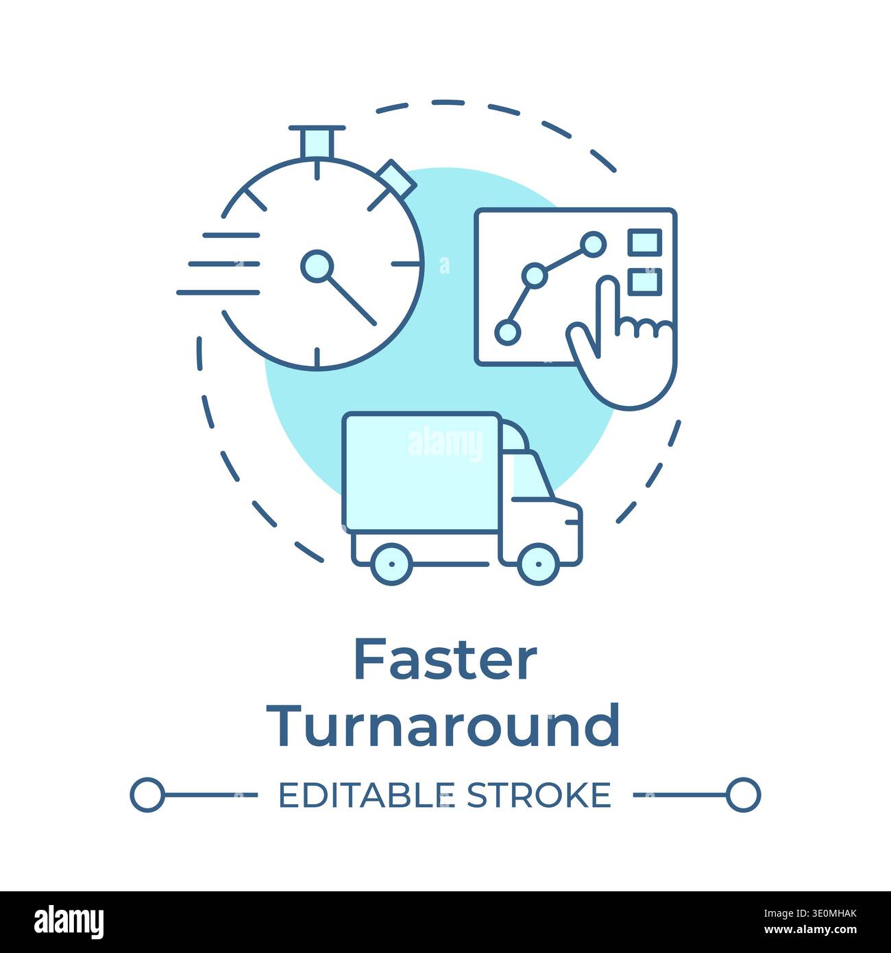 Faster turnaround soft blue concept icon Stock Vector