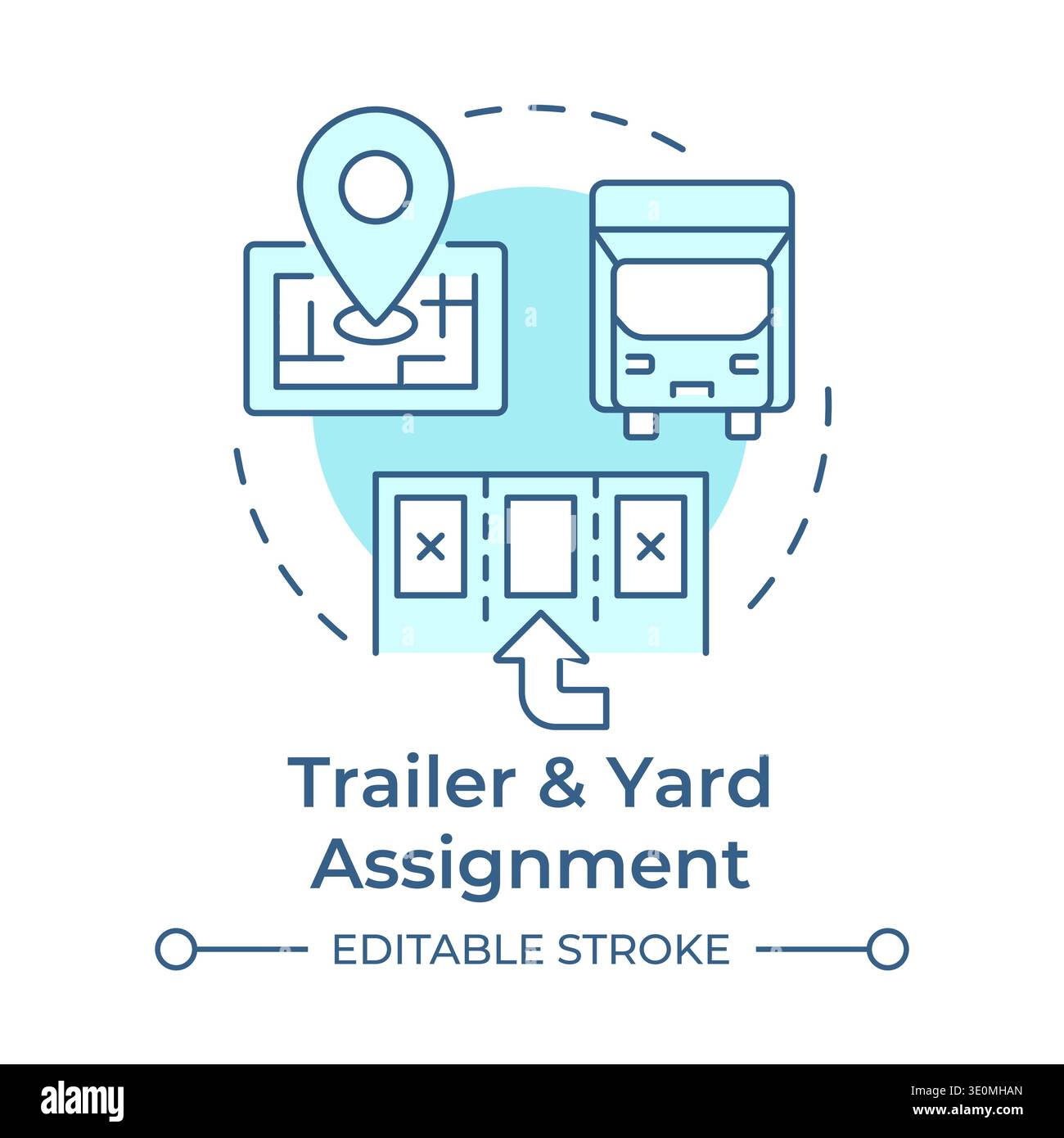 Trailer and yard assignment soft blue concept icon Stock Vector