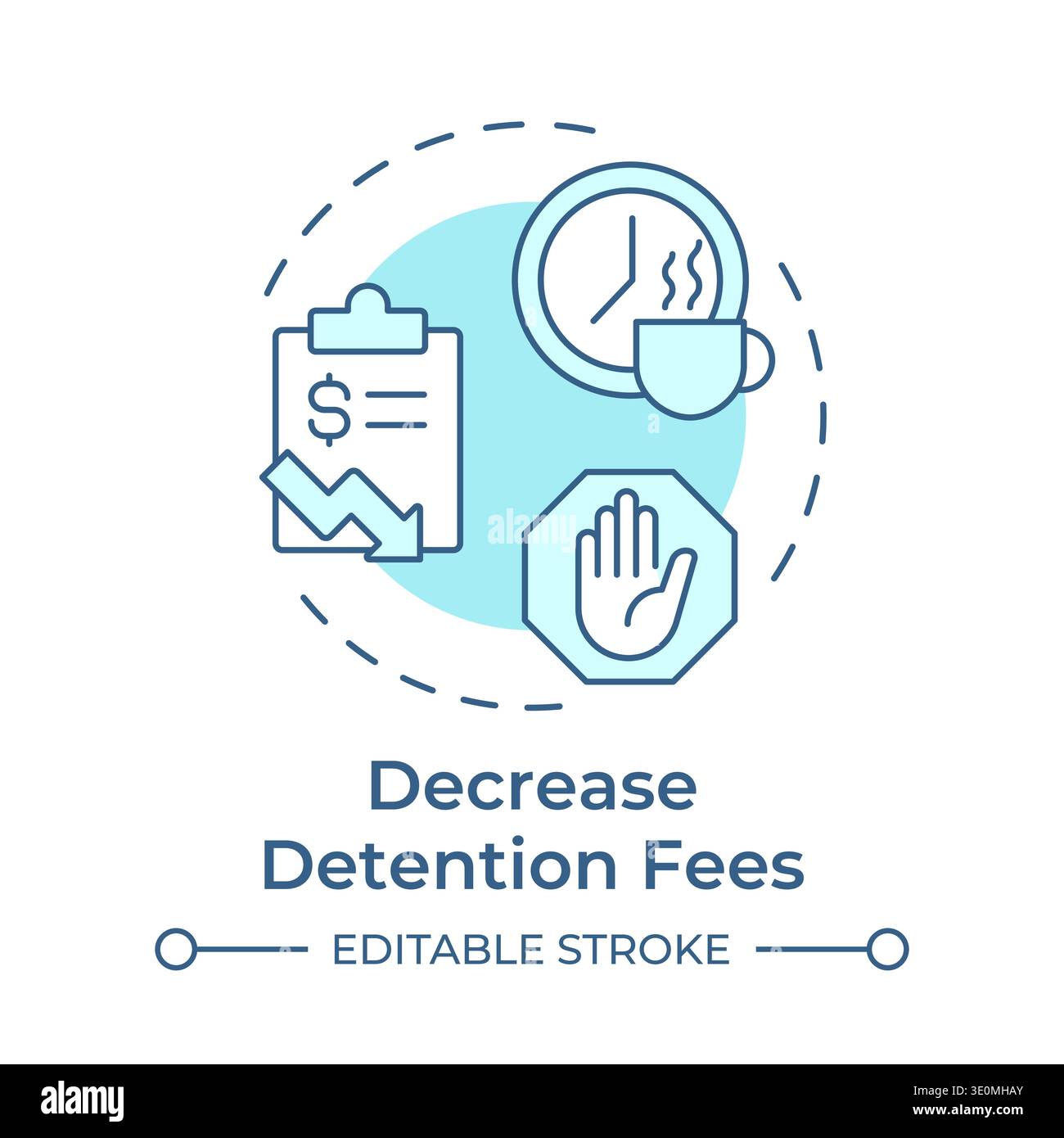Decrease detention fees soft blue concept icon Stock Vector