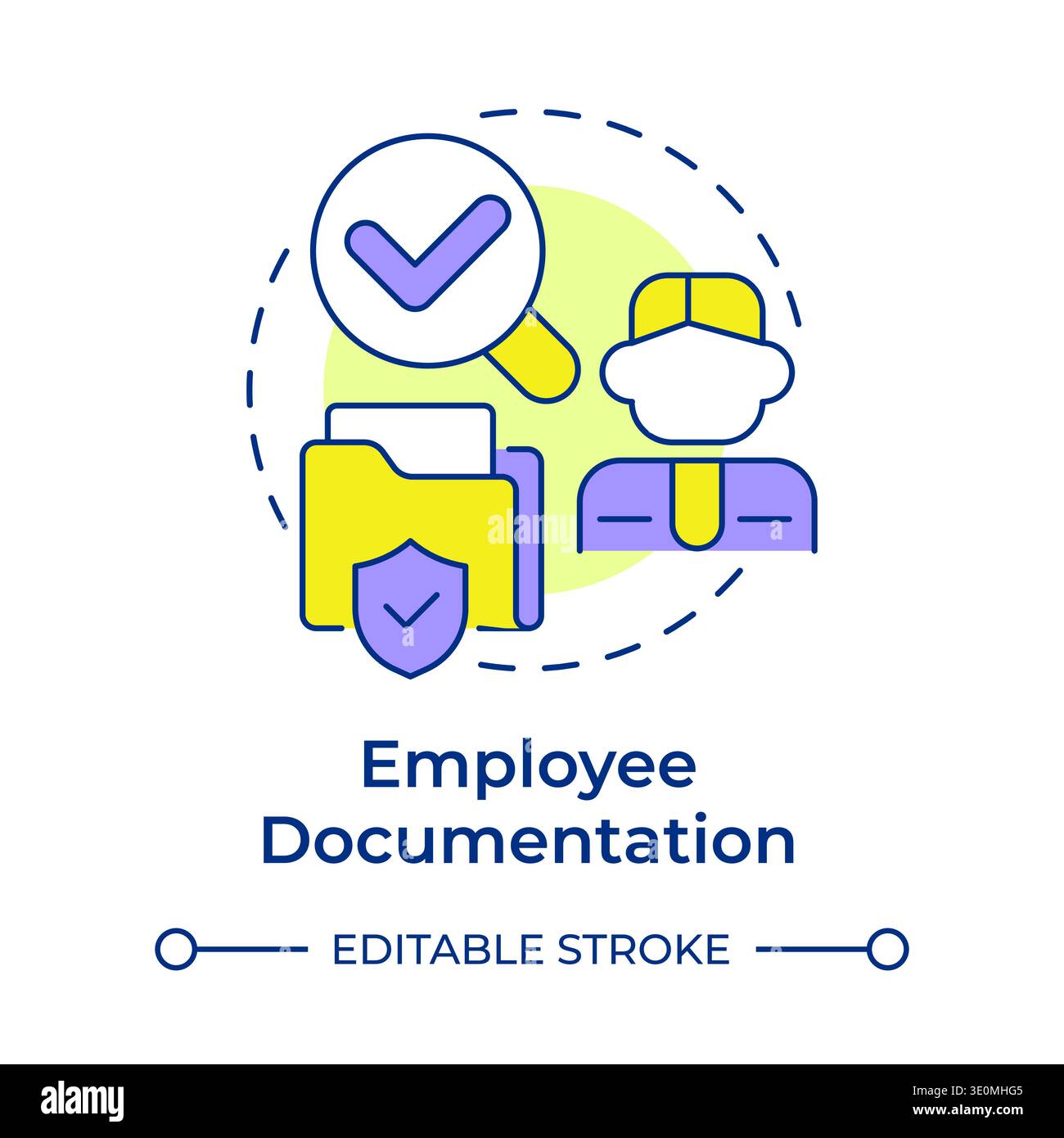 Employee documentation multi color concept icon Stock Vector