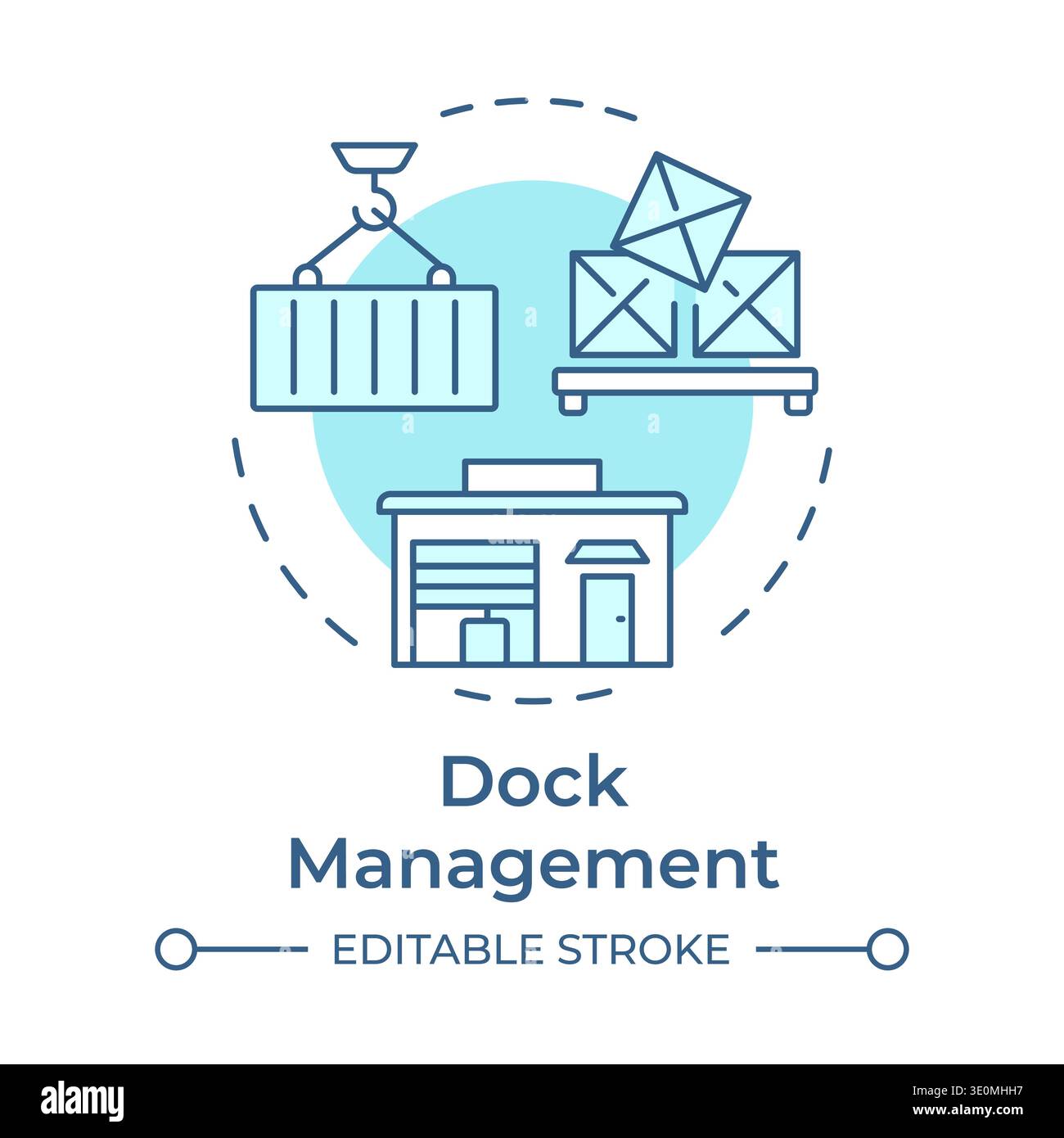 Dock management soft blue concept icon Stock Vector