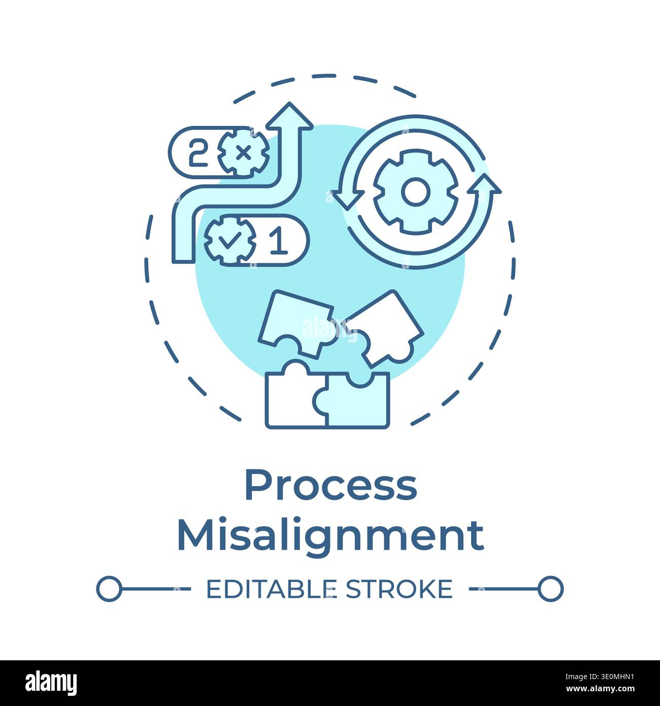 Process misalignment soft blue concept icon Stock Vector