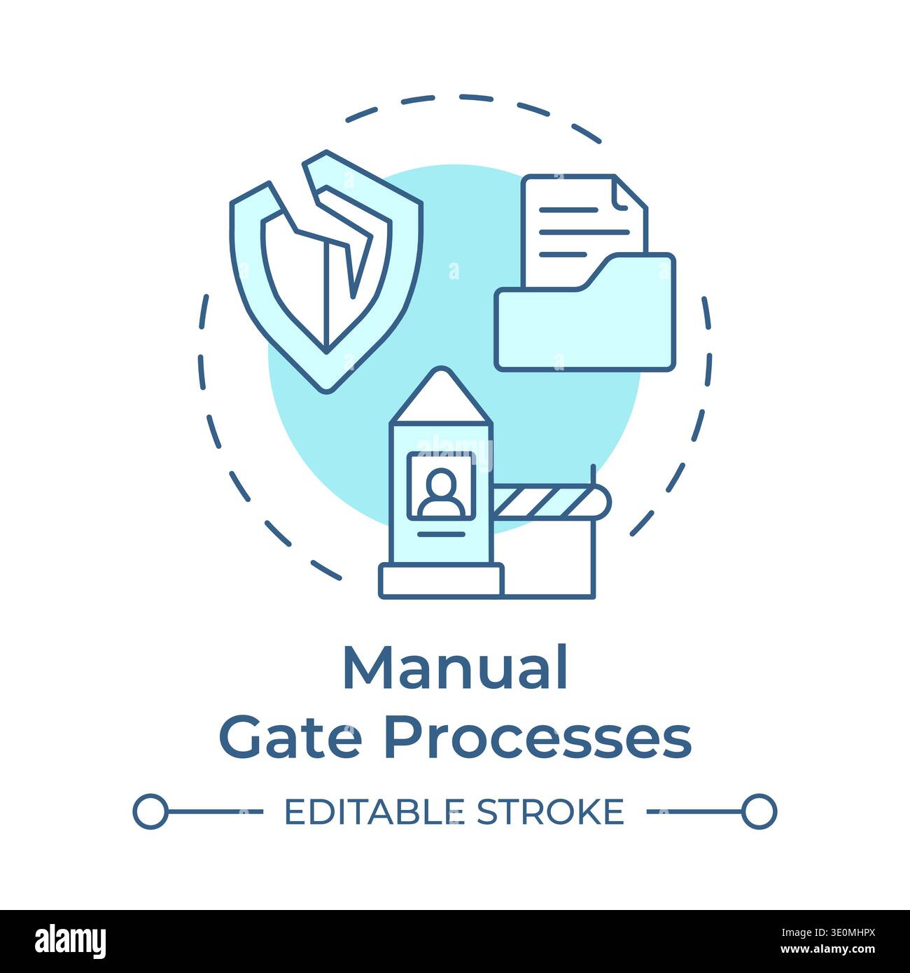 Manual gate processes soft blue concept icon Stock Vector