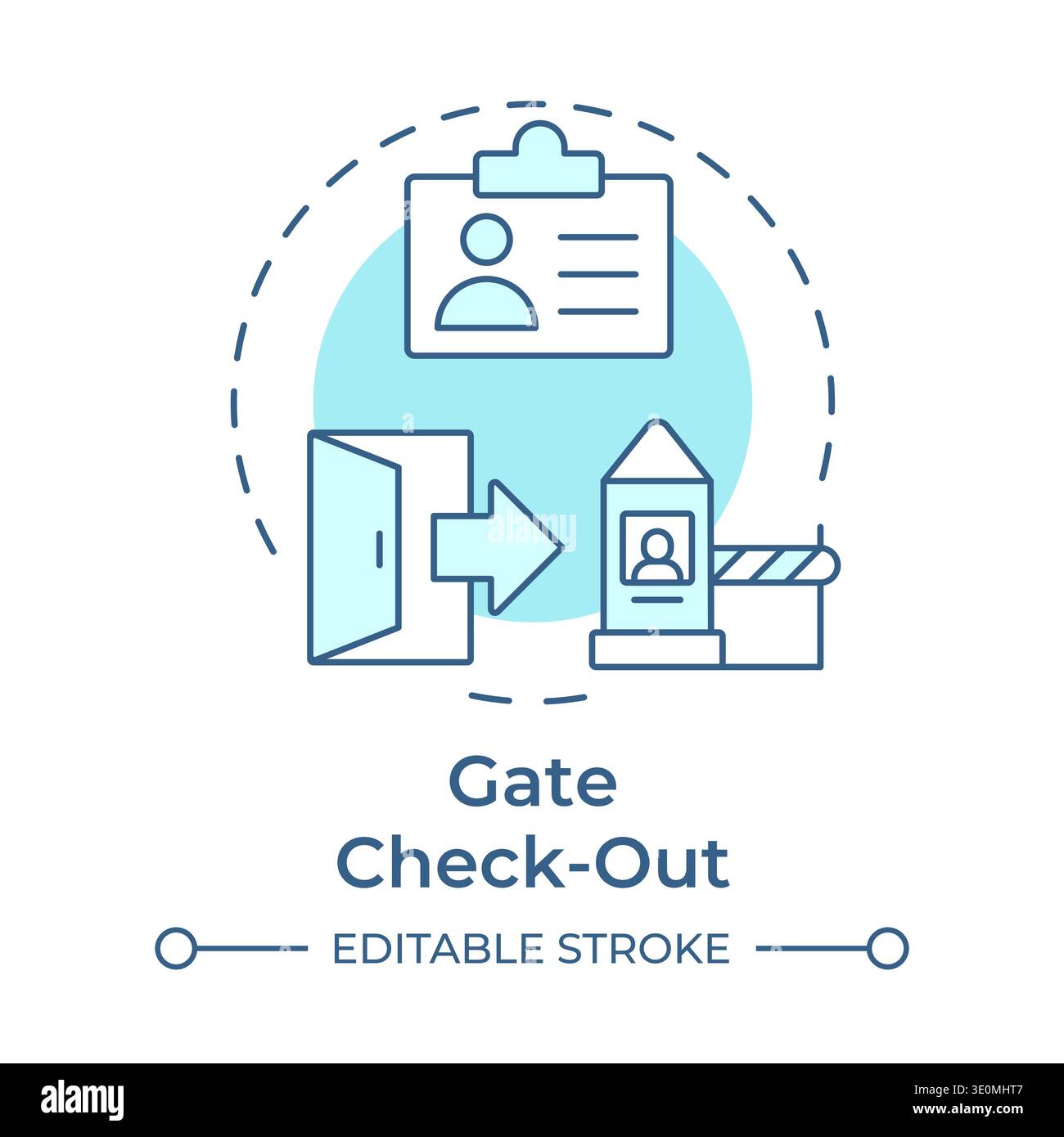 Gate check out soft blue concept icon Stock Vector