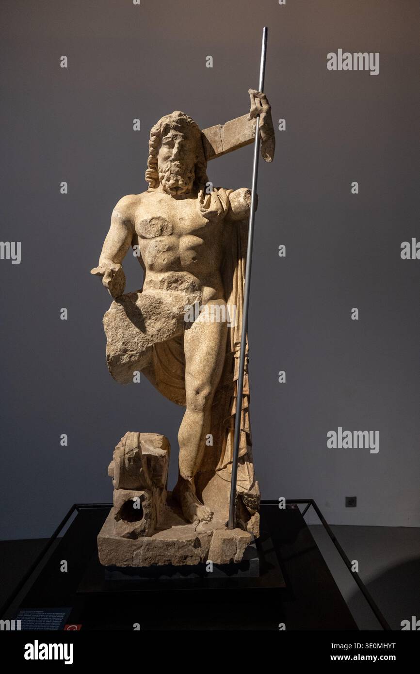 Nimes, France - 6 Jan 26: Ancient Roman stone statue of the sea god ...