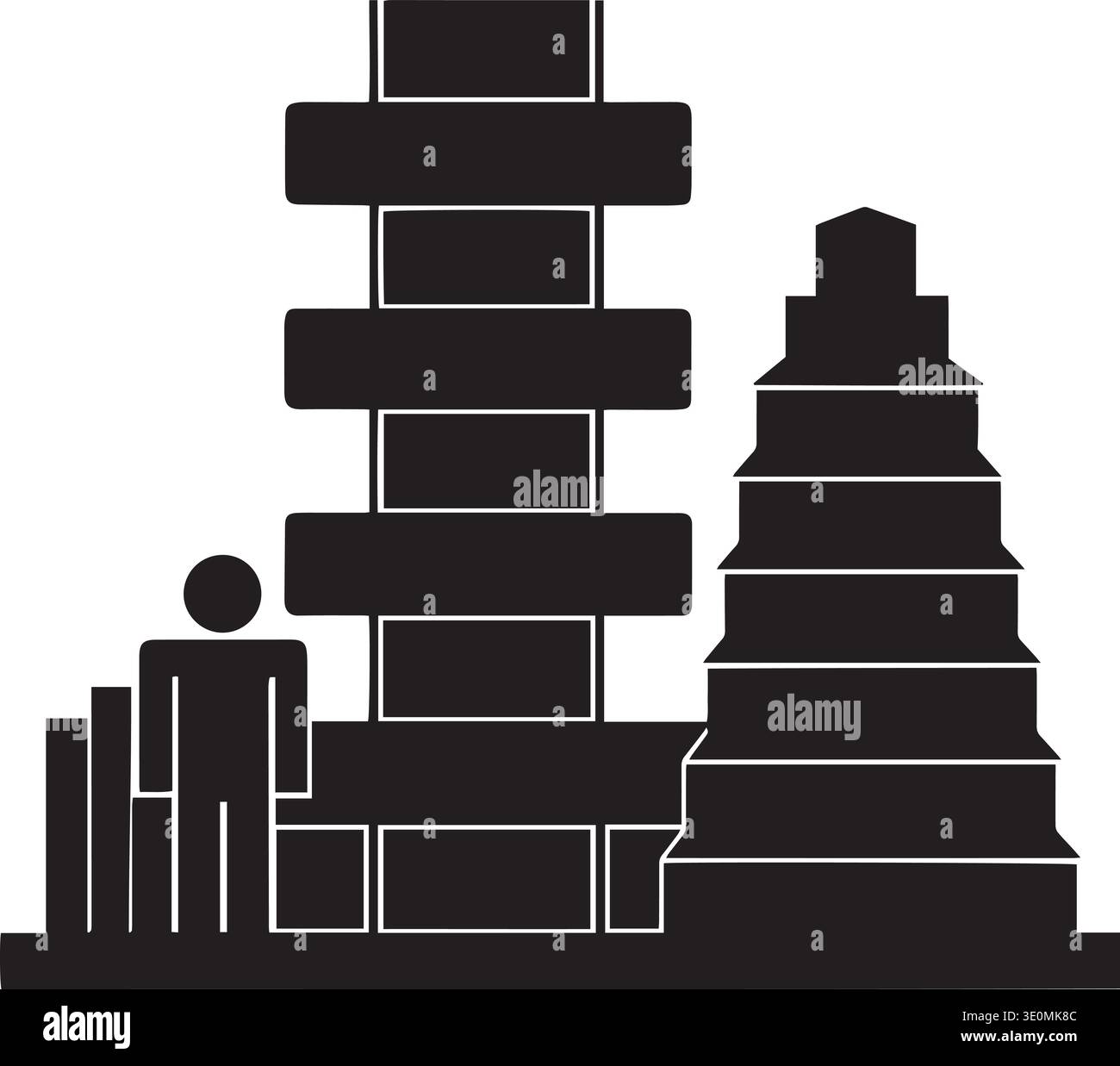 Black silhouette vector of urban cityscape with skyscrapers and tall ...