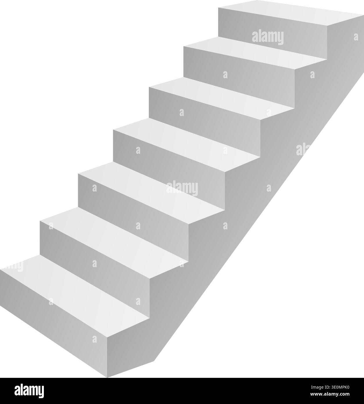 3D isometric staircase. Minimal steps in soft grey gradient on white background. Stock Vector