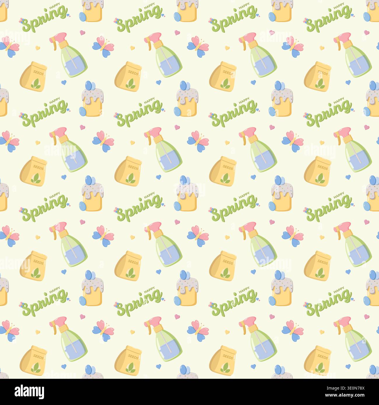 Happy Spring Nature Pattern Stock Vector