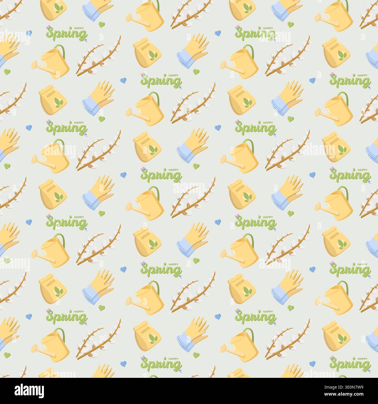 Happy Spring Gardening Pattern Stock Vector