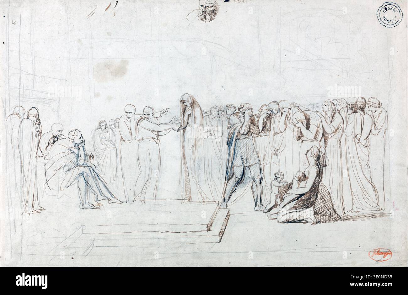 This 1780s graphite and pen and ink drawing by George Romney, titled ...