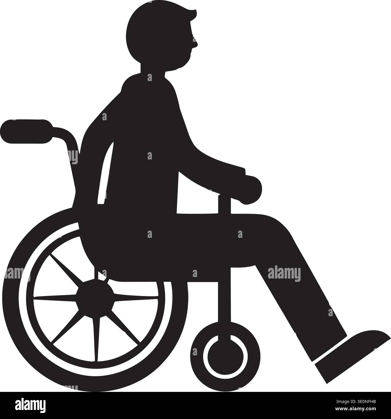 Black and white vector silhouette of person sitting in wheelchair ...
