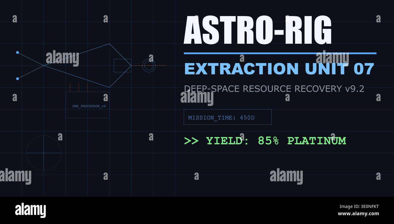 Dark blue futuristic digital interface for Astro-Rig deep space ...