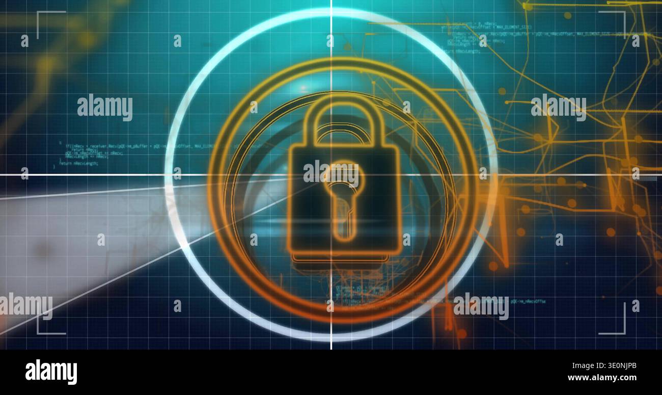 Showing central glowing padlock hi-res stock photography and images - Alamy