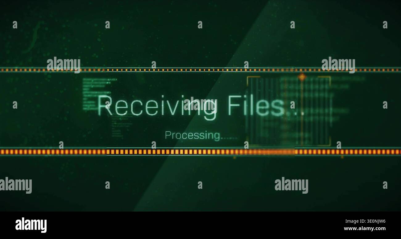 Displaying centered cyan Receiving Files with Processing Stock Photo
