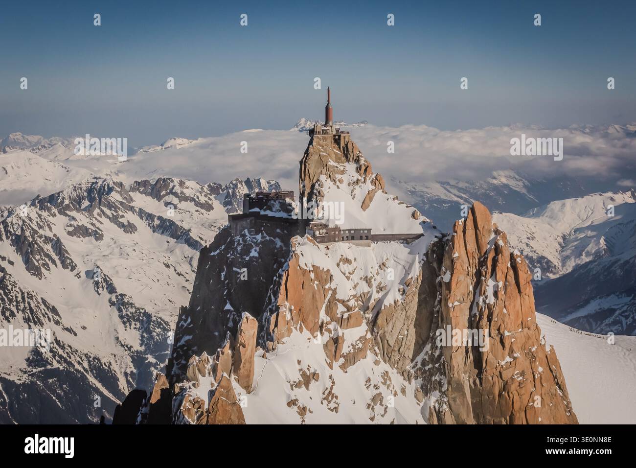 Aiguille du Midi, Midi Plan in the Mont Blanc Massif. The view from the ...