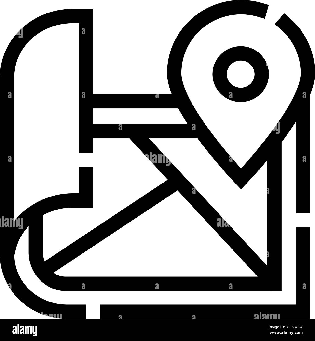 Outline map with location pin icon navigation concept Stock Vector ...