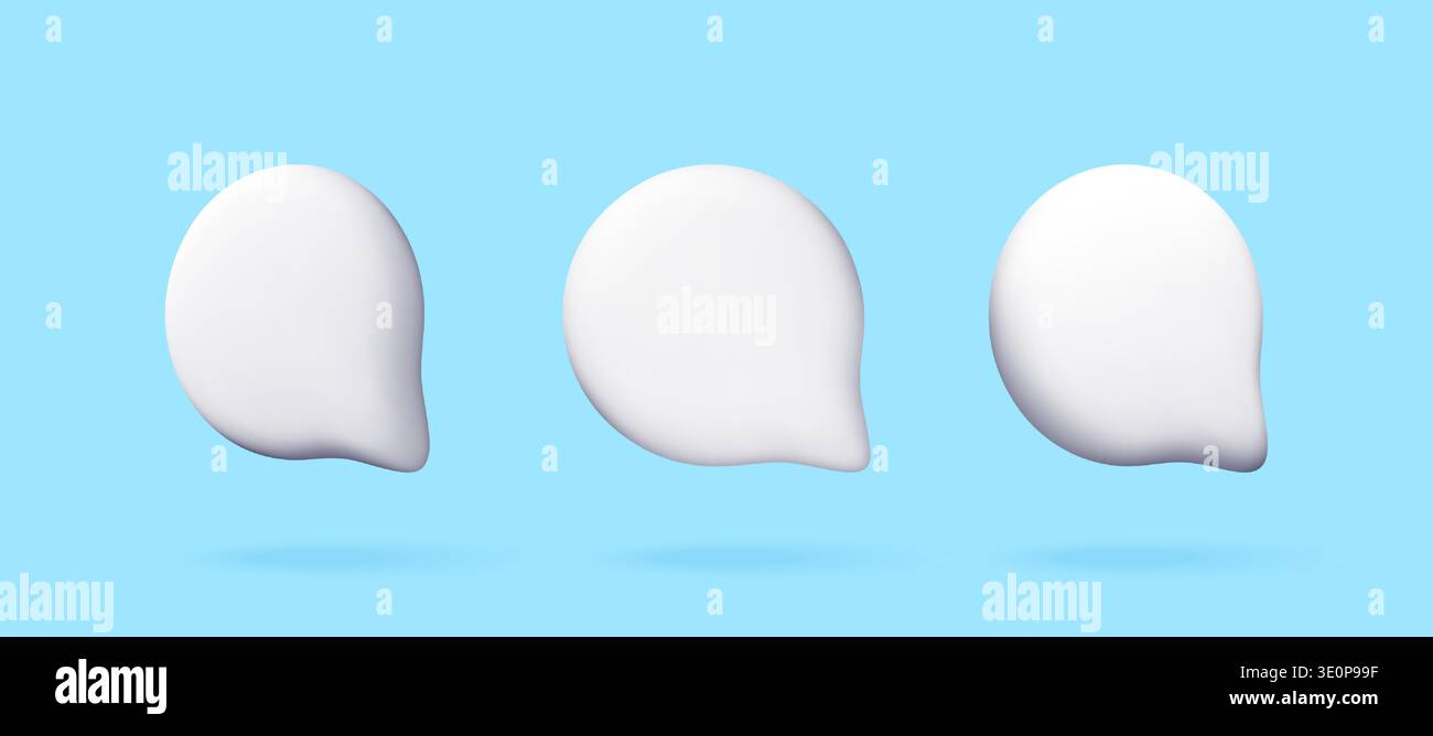 Three white 3D speech bubbles Stock Vector