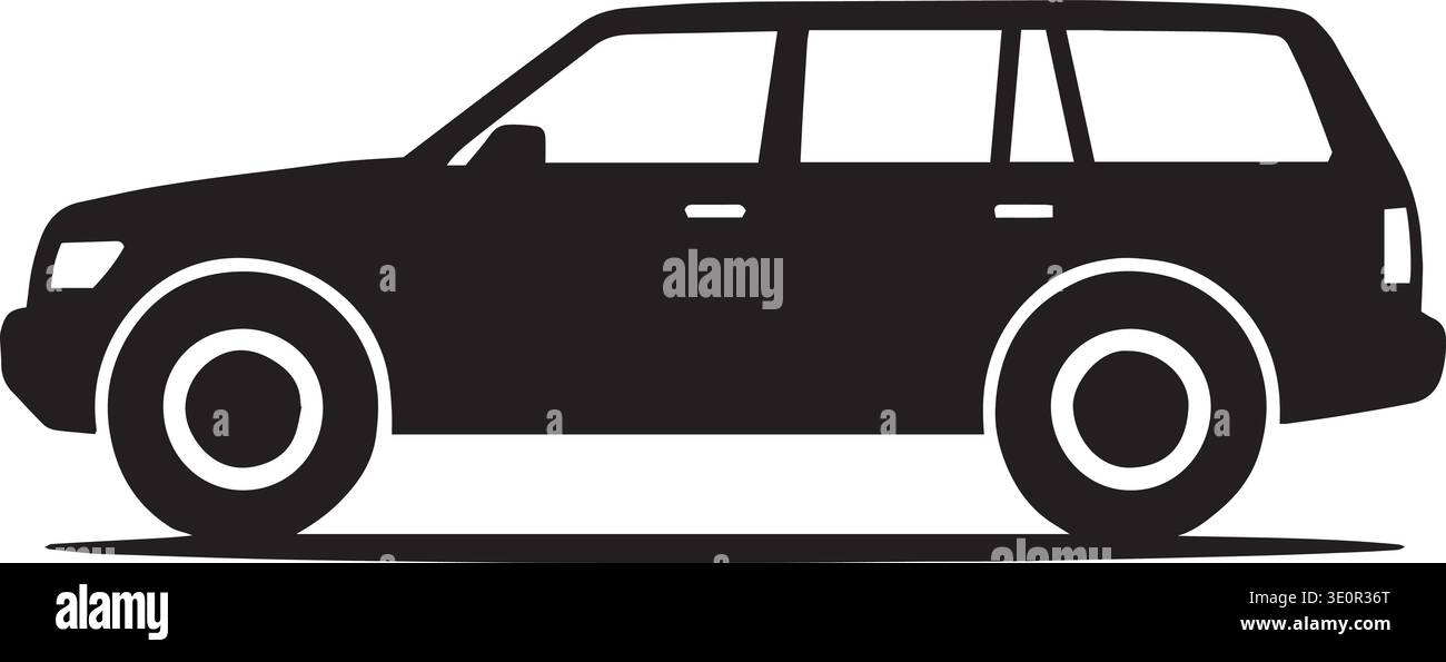 Black vector silhouette of a car SUV from side view, vehicle and ...