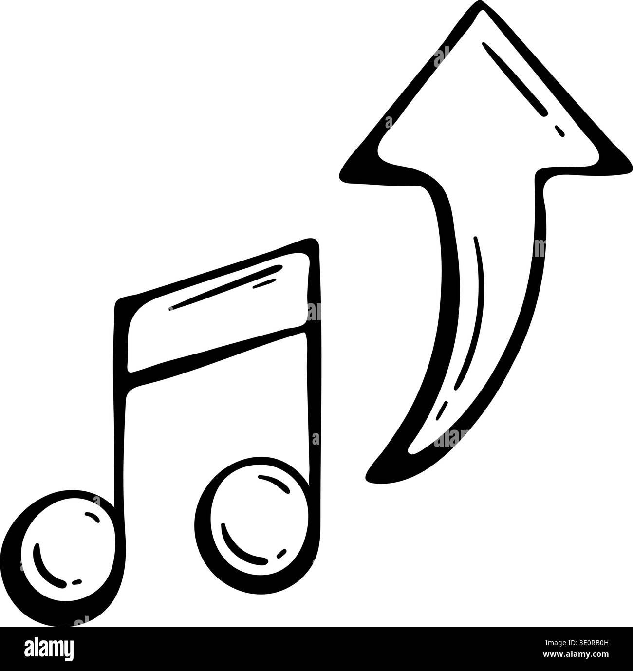 Audio Upload and Trending Music Icon. Musical Note with Up Arrow for ...