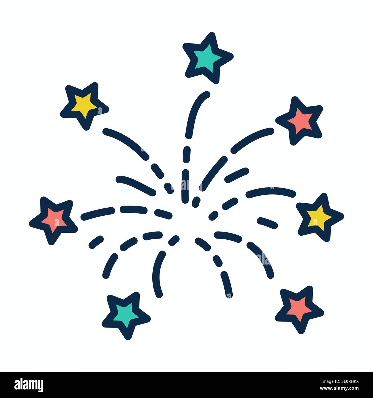 Fireworks Explosion and Report Icon - Stars Stock Vector
