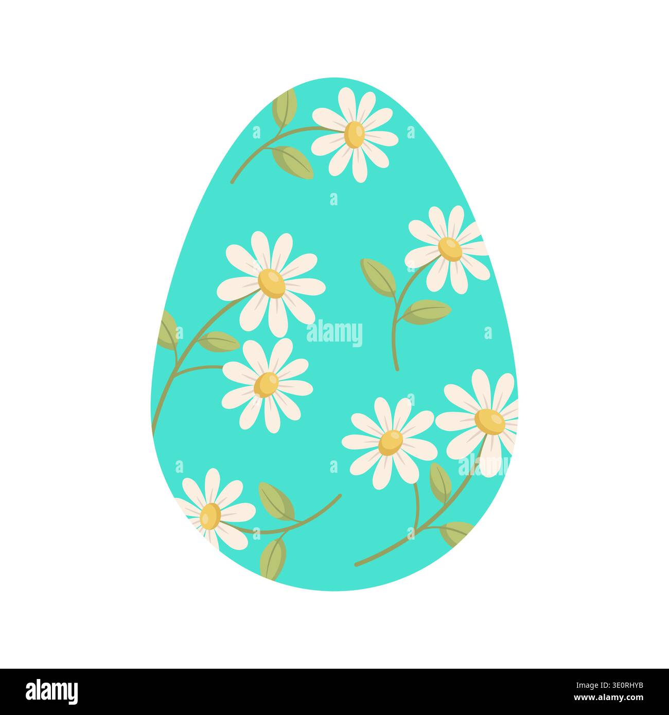 Daisy Floral Decorative Easter Egg Stock Vector