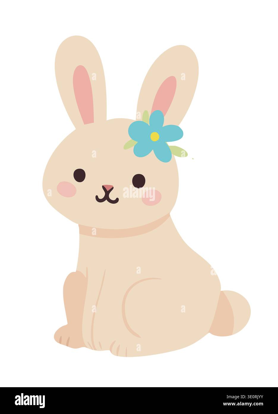 Cute bunny with a flower on its ear Stock Vector