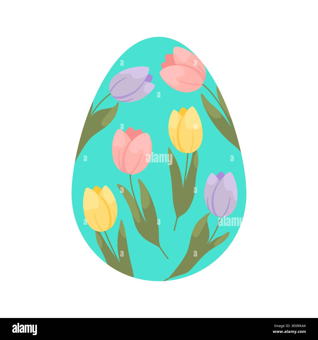 Pastel Tulip Floral Easter Egg Stock Vector
