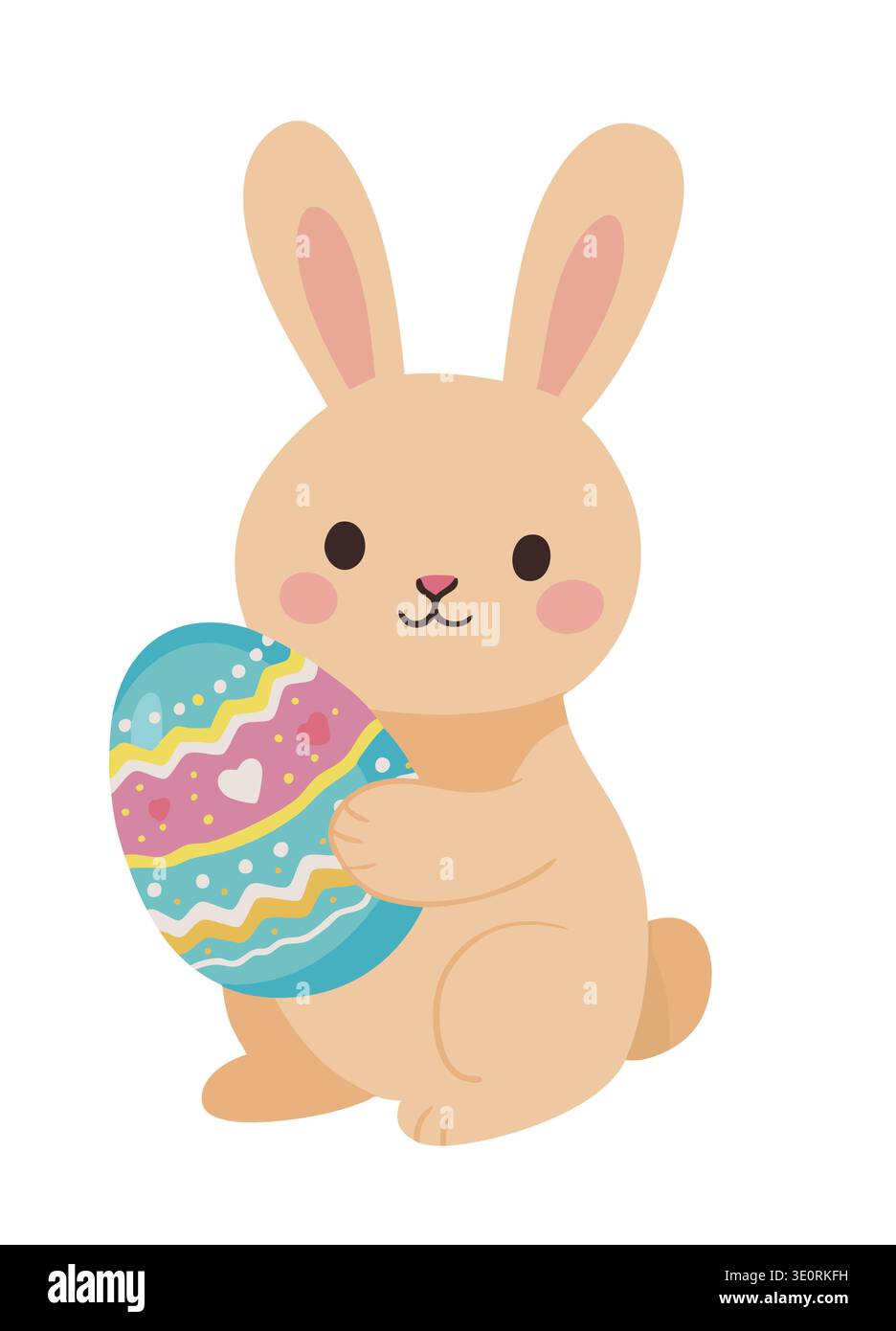Cute Easter bunny holding an Easter egg Stock Vector