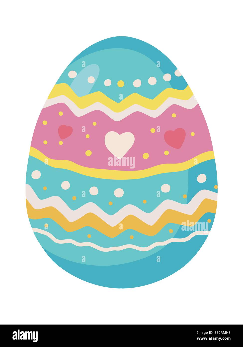 Blue Easter egg with cute decorative patterns Stock Vector
