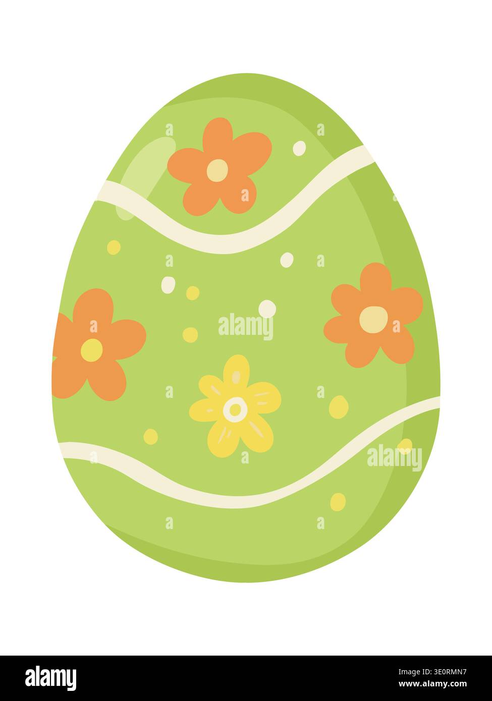 Light green Easter egg decorated with delicate spring flowers and ornaments Stock Vector
