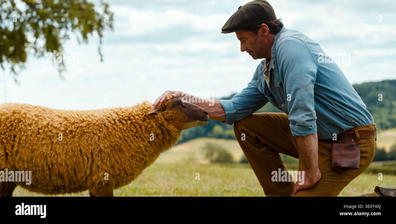 The Sheep Detectives (2025) directed by Kyle Balda and starring Julia-Louis Dreyfus as the voice of Lily, the sheep, and Hugh Jackman as George Hardy. A rural farmer’s quiet life becomes an unexpected mystery involving clever sheep and countryside secrets. Publicity still EDITORIAL USE ONLY. Credit: BFA / Amazon MGM Studios Stock Photo