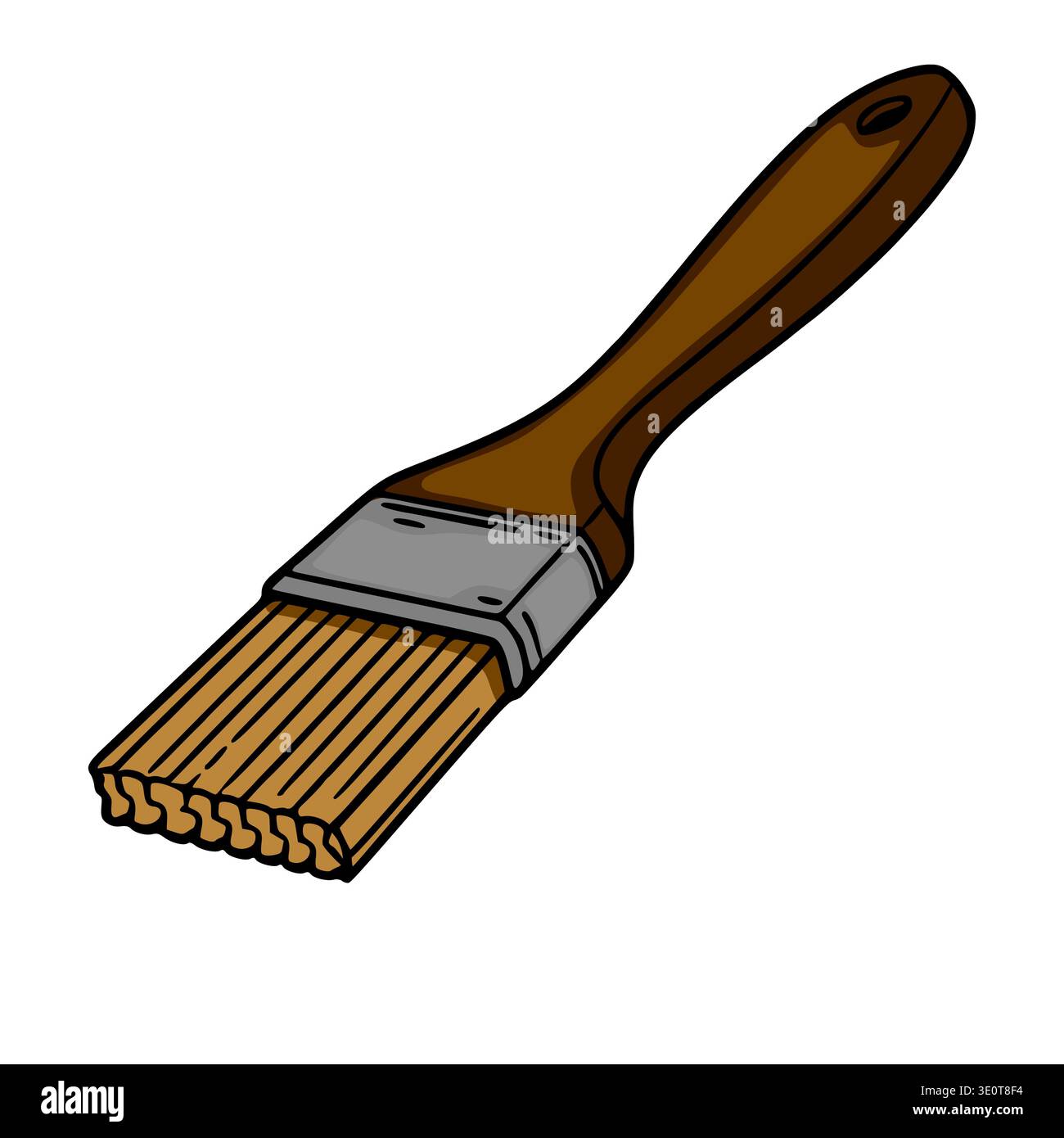 Brown handled paint brush vector illustration, isolated on white background Stock Vector
