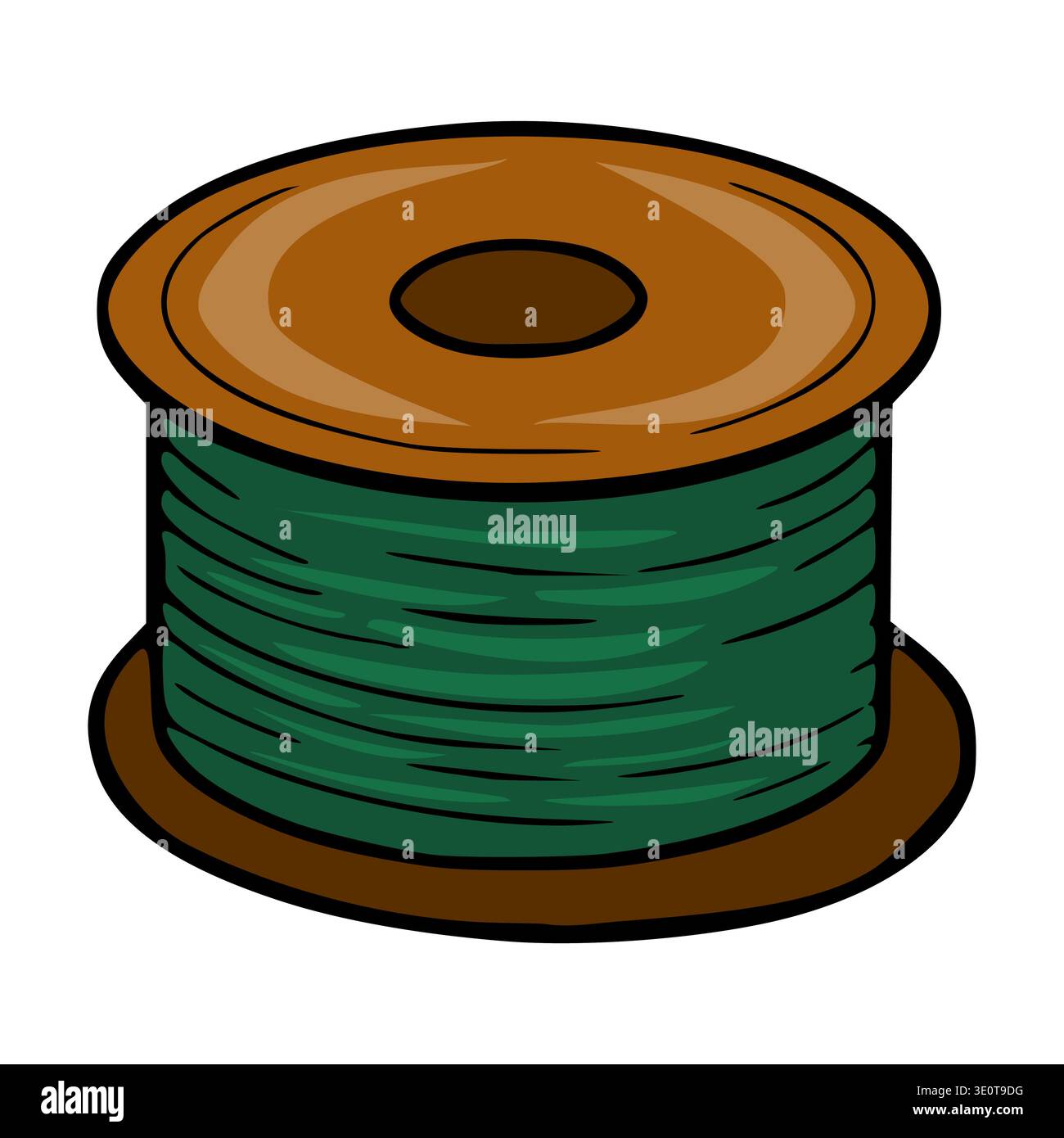 Green thread spool vector illustration, isolated on white background Stock Vector