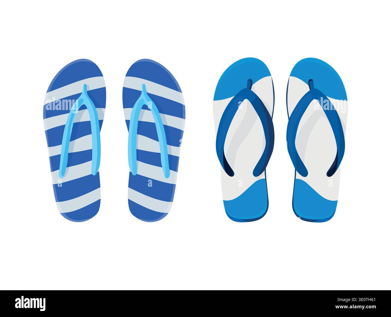Flip flops. Flat vector clipart, illustration with isolated background. Stock Vector