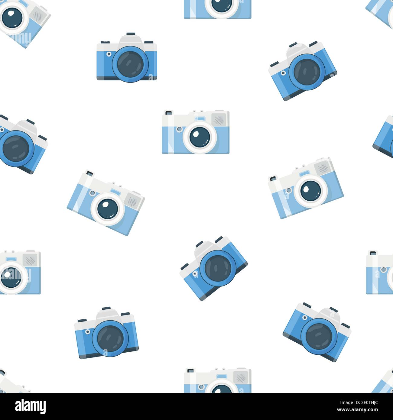 Camera seamless pattern. Flat vector clipart, illustration with isolated background. Stock Vector