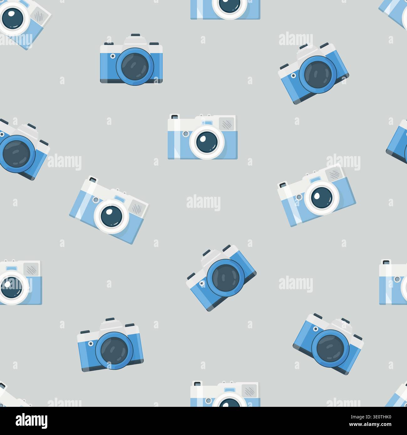 Camera seamless pattern. Flat vector clipart, illustration with isolated background. Stock Vector
