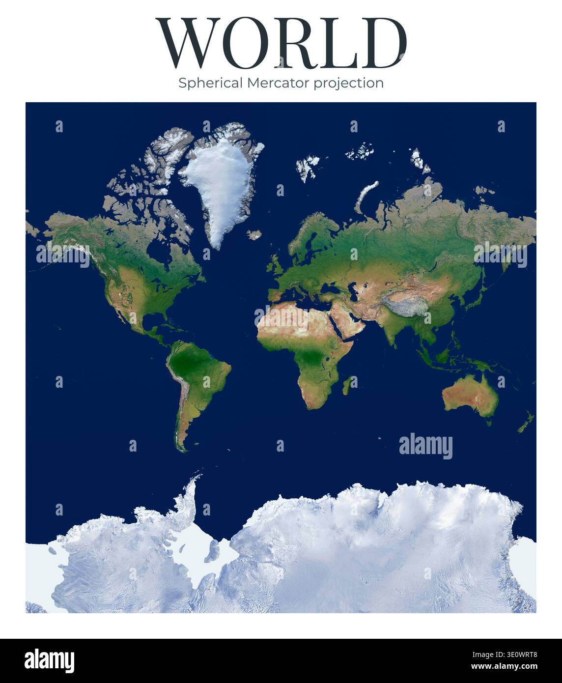 Physical Projection World Map. Spherical Mercator projection. High Detail Physical Map of ...