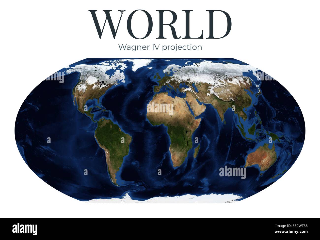 World Map. Wagner IV projection. High Detail Physical Map of The Earth ...