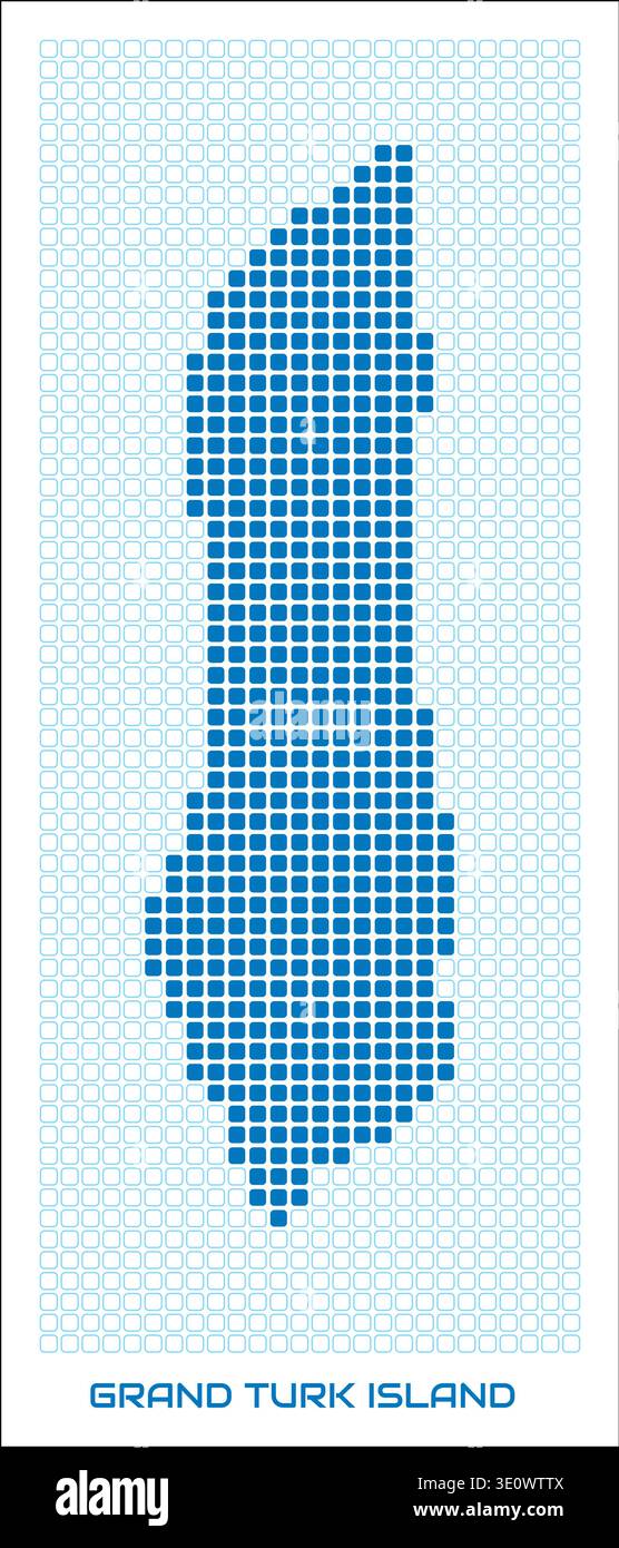 Grand Turk Island Digital Style Map With Blue Rounded Rectangle Dots Grand Turk Island Digital Style Map With Blue Rounded Rectangle Dots Turks And Caicos Dotted Boundary Shape 3E0WTTX 