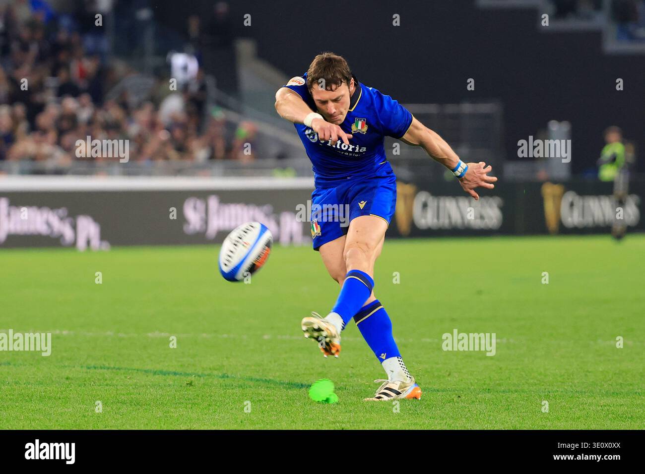 Paolo Garbisi of Italy clears high during the Six Nations Rugby 2026 ...