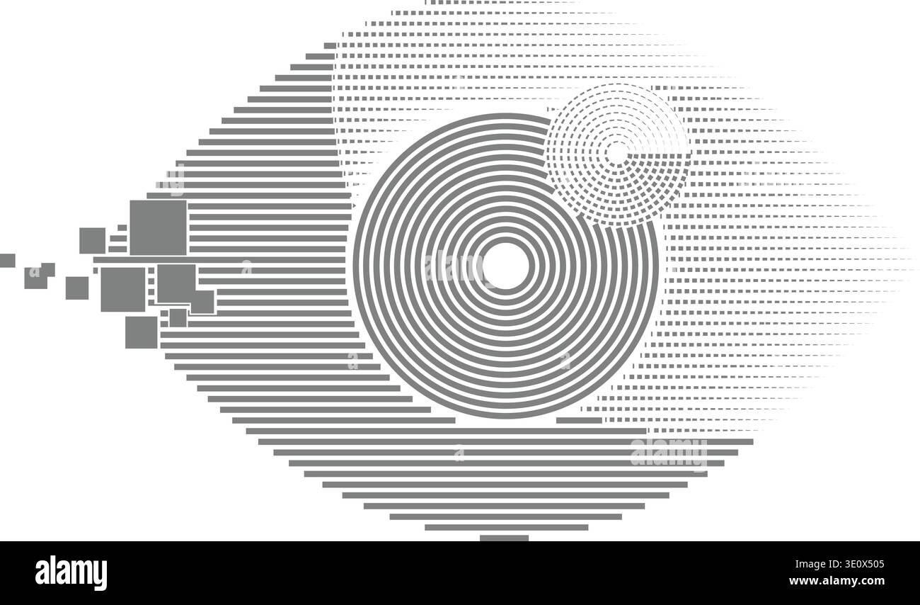 abstract line and dot technological eye, futuristic backdrop Stock Vector