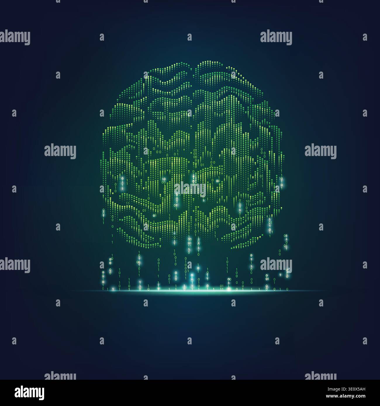 binary brain with sci-fi theme Stock Vector