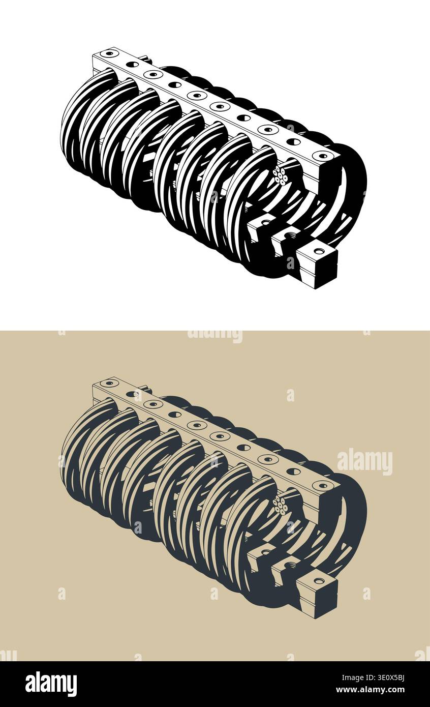 Wire rope isolator stylized vector illustrations Stock Vector