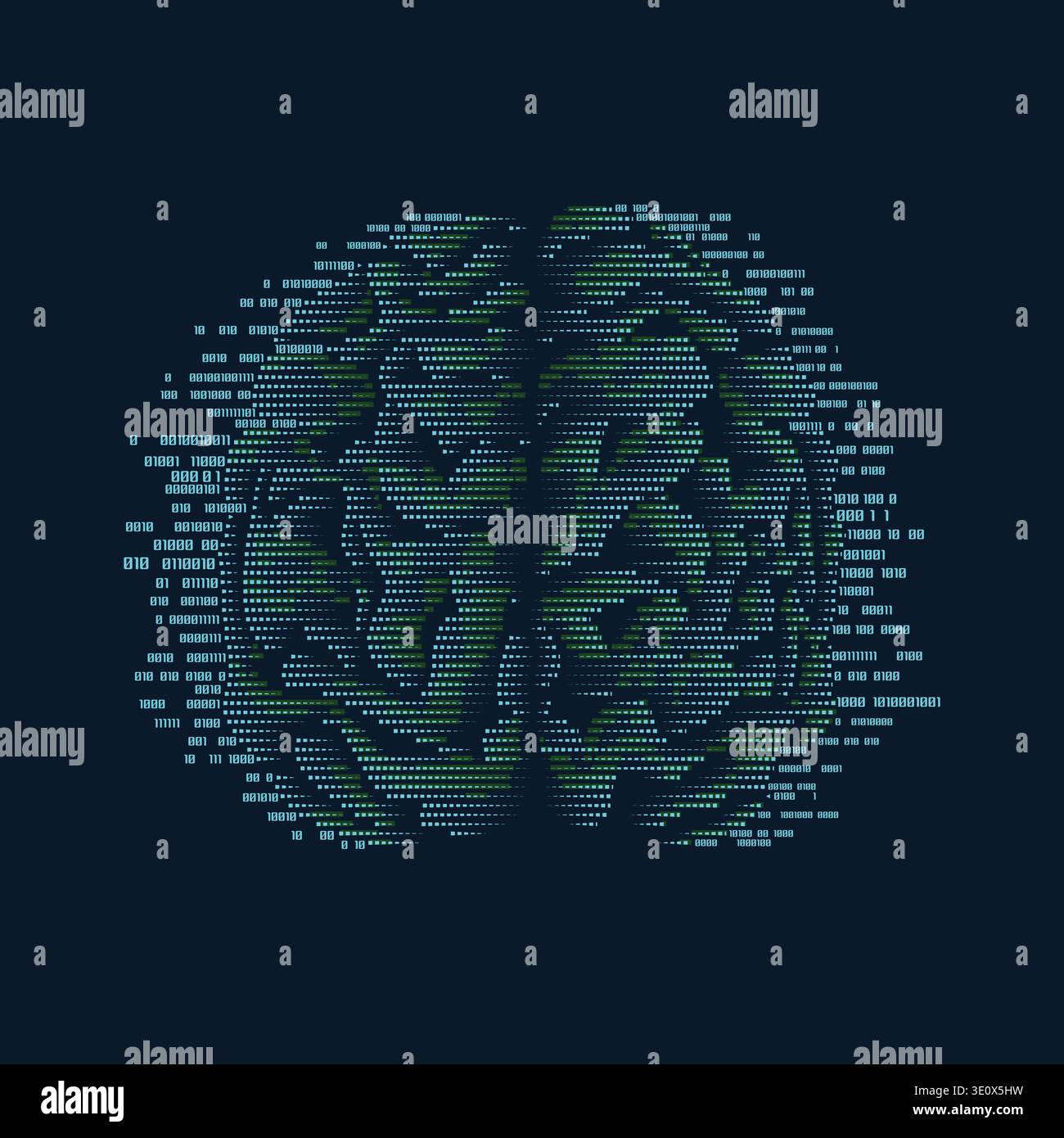 binary brain with sci-fi theme, concept of technology advancement Stock Vector