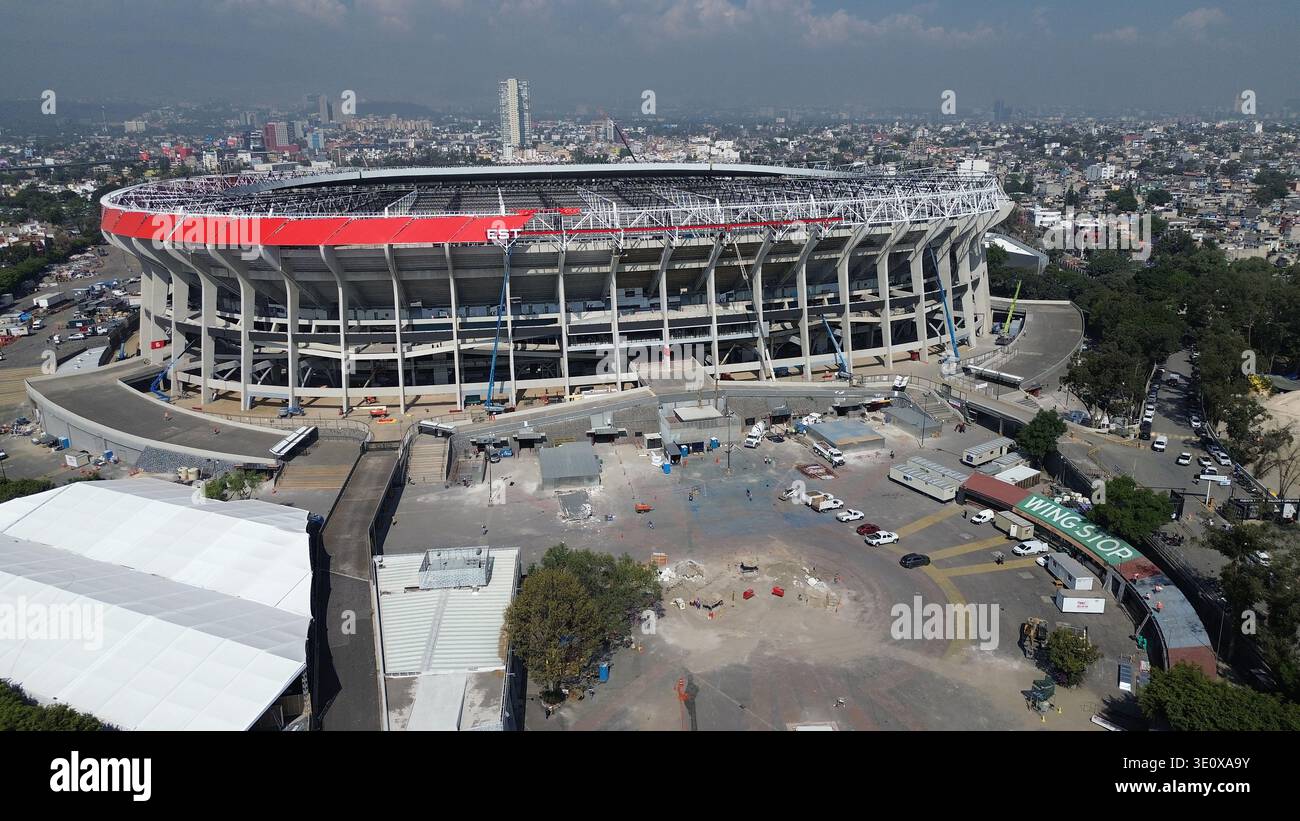 Aerial view of the Estadio Azteca under rehabilitation final phase ...