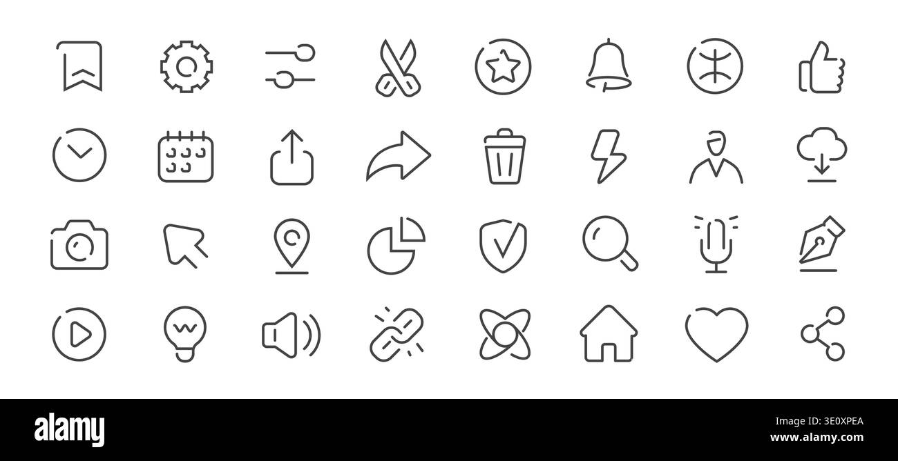 Line icons set. UI interface outline vector symbols collection Stock Vector