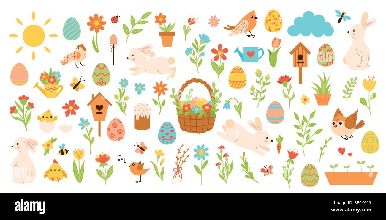 set of elements on the theme of Easter Stock Vector
